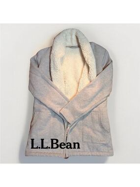 L.L.Bean 1912 Sherpa-Lined Cardigan Jacket – Oatmeal Heather – Small/Medium